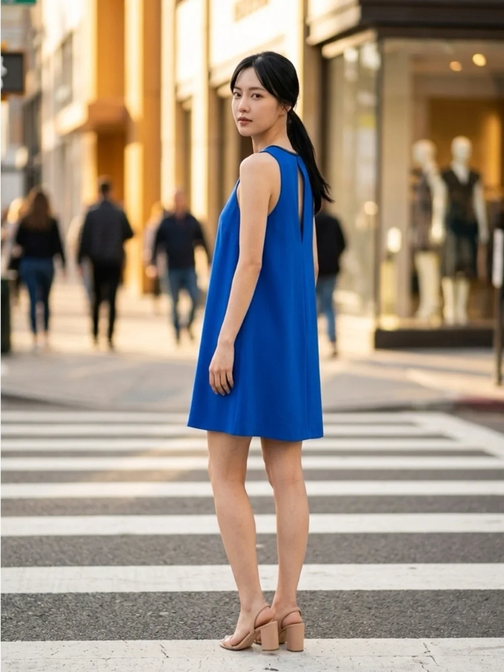 T ALEXANDER WANG BLUE LAMBSKIN TRIM PARTY EVENING BUSINESS DATE CLUB DRESS SZ 10 - Picture 2 of 4